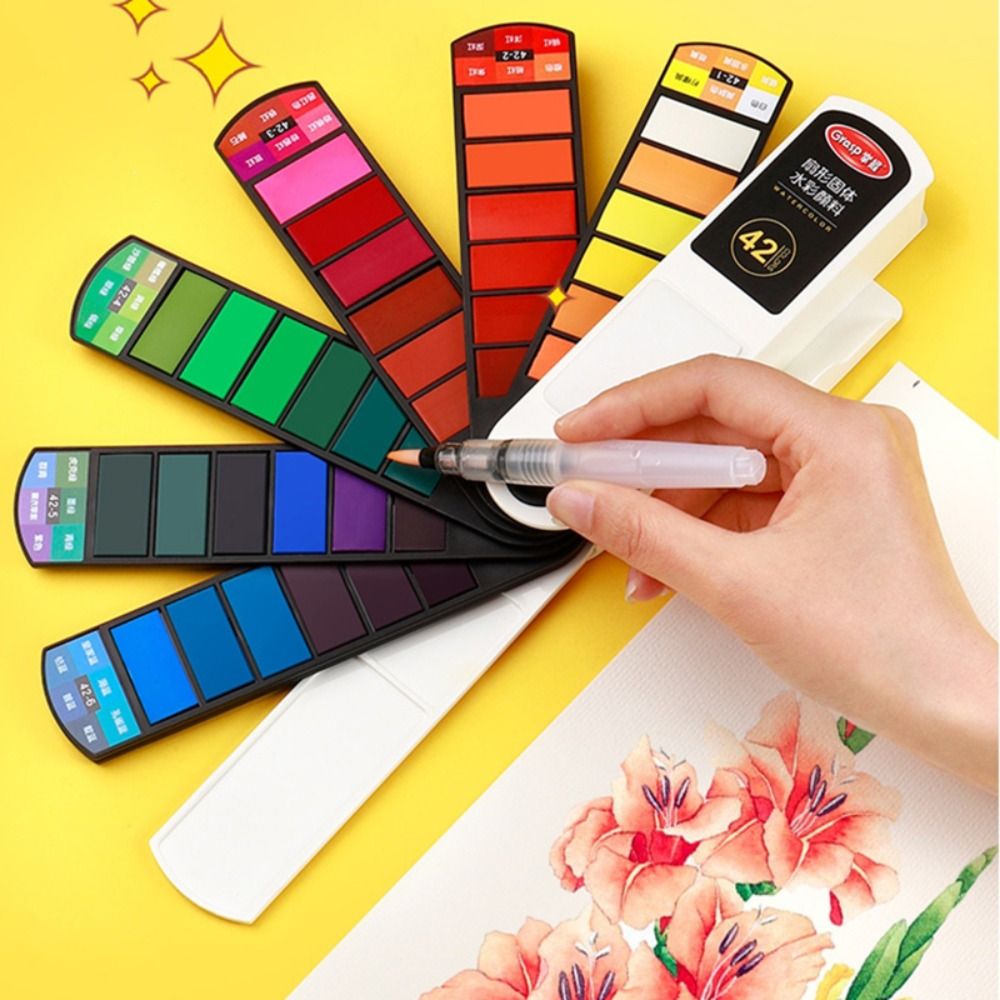 Watercolor Paint Set Solid Pigment - Folding Watercolor Paint Set with Water