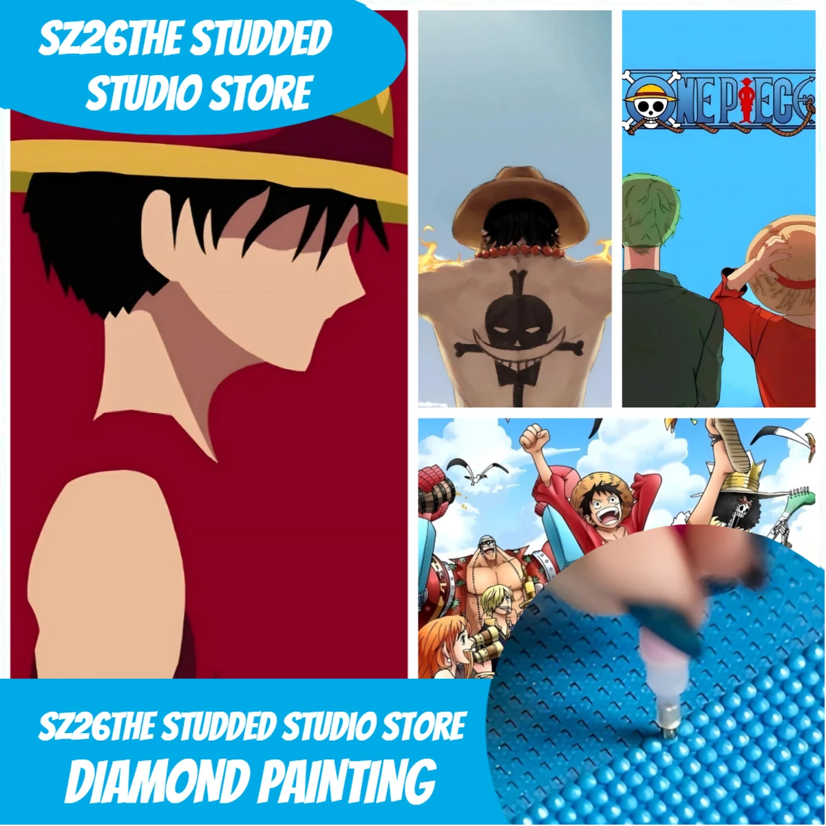 Sz26The Studded Anime One Piec - 5D Diamond Painting Kit Full Drill recension och pris