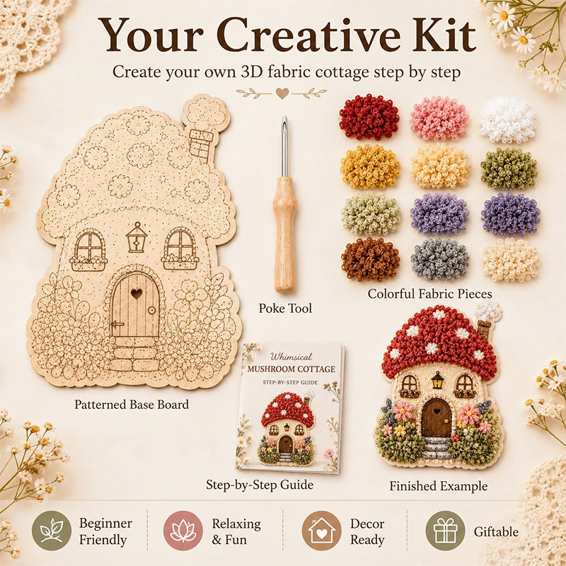 3D Mushroom House Poke Art DIY - Sewing recension och pris